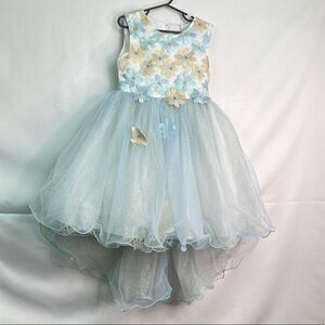 Pink Butterfly Blue and Gold Event Party Dress high low Brand New!